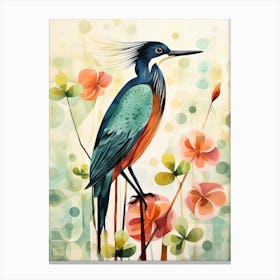 Bird Painting Collage Green Heron 1 Canvas Print