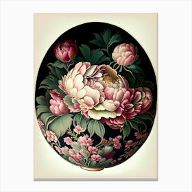 Bowl Of Beauty Peonies Cream Vintage Botanical Canvas Print