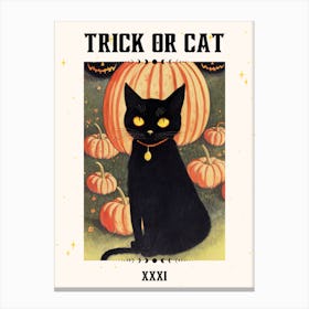 Trick Or Cat ( Halloween Theme) Canvas Print