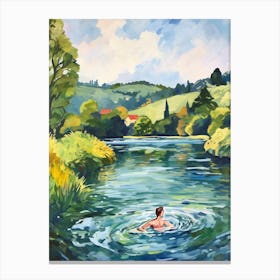 Wild Swimming At River Wye  Herefordshire 1 Canvas Print