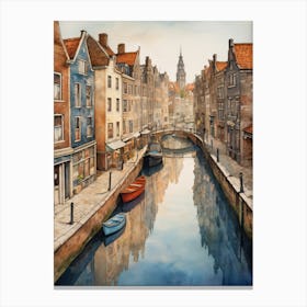 Canal Belt Amsterdam Vintage Painting (29) Canvas Print