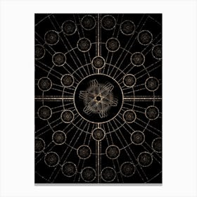 Geometric Glyph Radial Array in Glitter Gold on Black n.0357 Canvas Print