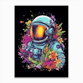 Astronaut With Flowers Canvas Print