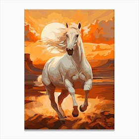 White Horse At Sunset Canvas Print