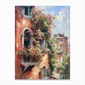 Balcony View Painting In Rome 3 Canvas Print