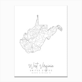 West Virginia Minimal Street Map Canvas Print