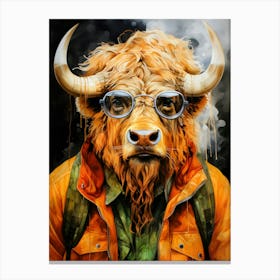 Bull In Glasses animal Canvas Print