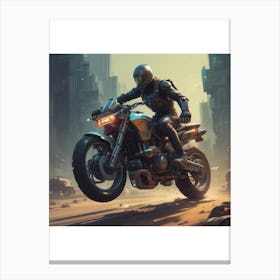 Futuristic Motorcycle Rider Canvas Print