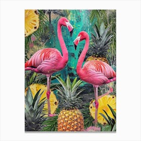 Flamingo & Pineapple Kitsch Collage 3 Canvas Print