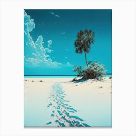 Tropical Beach Palm Tree and Sand Canvas Print