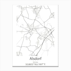 Alsdorf,Germany Minimalist Map Canvas Print