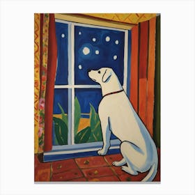 Dog Looking Out The Window Canvas Print