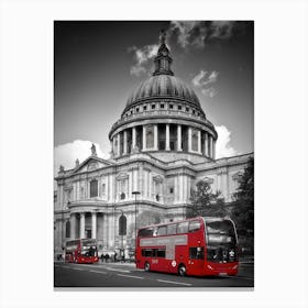 London St. Paul’S Cathedral & Red Bus Canvas Print