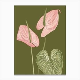 Pink & Green Flamingo Flower Canvas Print