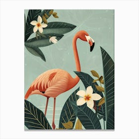Chilean Flamingo Frangipani Minimalist Illustration 3 Canvas Print