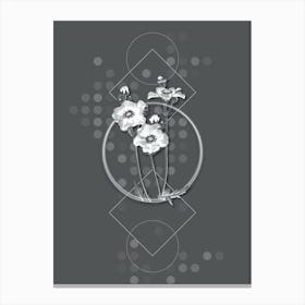 Vintage Chilian Guem Flower Botanical with Line Motif and Dot Pattern in Ghost Gray n.0259 Canvas Print