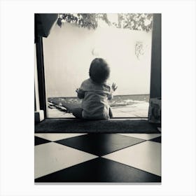 Baby Boy Looking Out The Window Canvas Print