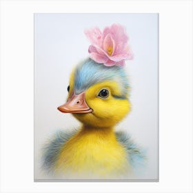 Duckling With A Flower On The Head Illustration 1 Canvas Print