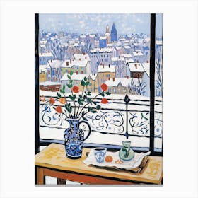 The Windowsill Of Harbin   China Snow Inspired By Matisse 3 Canvas Print