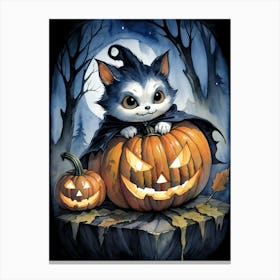 Cute Jack O Lantern Halloween Painting (22) Canvas Print