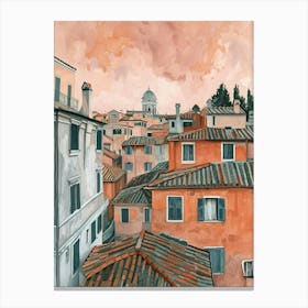 Rome Rooftops Morning Skyline 4 Canvas Print