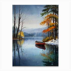 Boat On A Lake Canvas Print