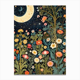 William Morris Moon And Flowers 19 Canvas Print