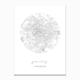 Paris France Circle Map Canvas Print