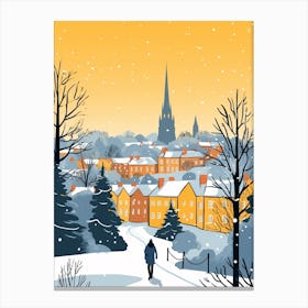Retro Winter Illustration Oxford United Kingdom 1 Canvas Print