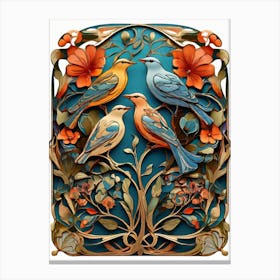 Default Stylized Colorful Design Of Birds In Art Nouveau Style 0 (2) Canvas Print