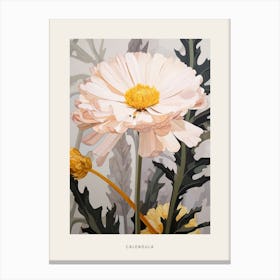 Flower Illustration Calendula 3 Poster Canvas Print