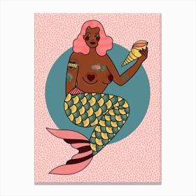 Amber Pink Haired Mermaid Canvas Print