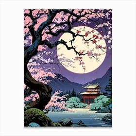 Asian Cherry Blossom Painting Canvas Print