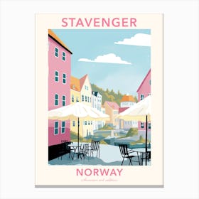 Stavenger, Norway, Flat Pastels Tones Illustration 1 Poster Canvas Print