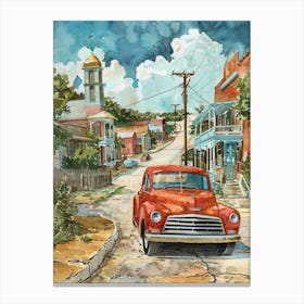 Storybook Illustration Sixth Street Austin Texas 3 Canvas Print