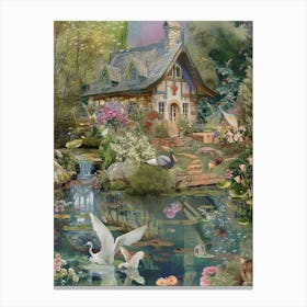 Collage Pond Monet Fairies Scrapbook 5 Canvas Print