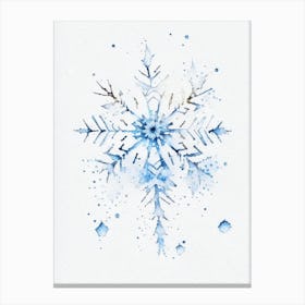 Ice, Snowflakes, Minimalist Watercolour 1 Canvas Print