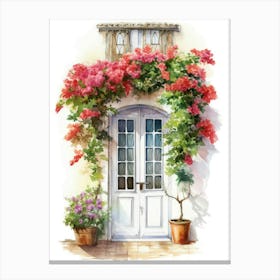 Cadiz, Spain   Mediterranean Doors Watercolour Painting 4 Canvas Print