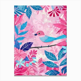 Pink Bird On A Branch Canvas Print