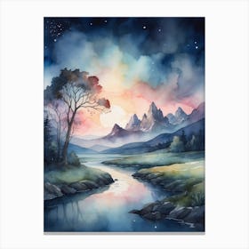 Watercolor Landscape Painting Canvas Print