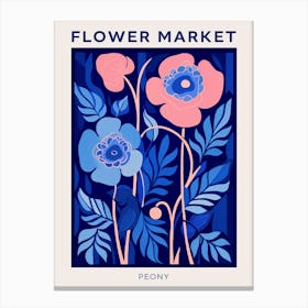 Blue Flower Market Poster Peony 3 Canvas Print
