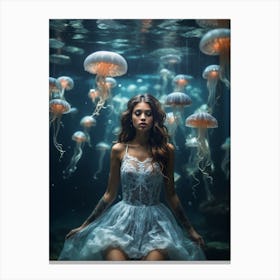 Underwater Portrait Of A Woman Canvas Print