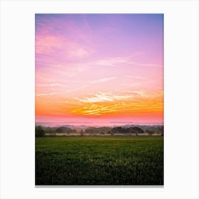 A Watercolor Creation Rich With Springs Flush Of Colors Backlit By The Glow Of The Summer Sunset (4) Canvas Print