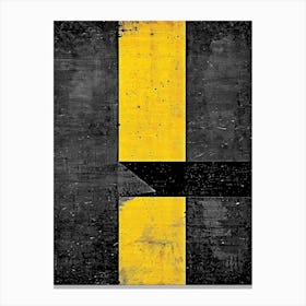 Yellow And Black Road Sign Canvas Print