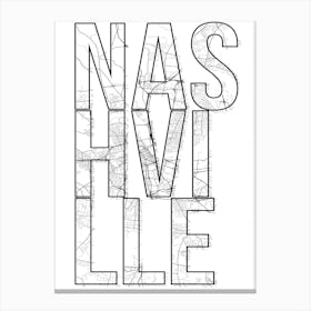 Nashville Street Map Typography Canvas Print