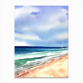 Fingal Bay Beach, Australia Watercolour Canvas Print