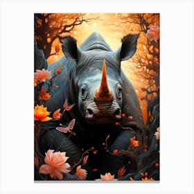 Rhino In The Forest 1 Canvas Print