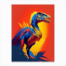 Velociraptor Primary Colours Dinosaur Canvas Print