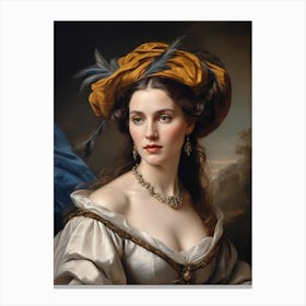 Elegant Classic Woman Portrait Painting (23) Canvas Print