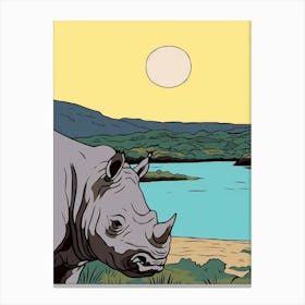 Geometric Line Rhino Portrait 1 Canvas Print